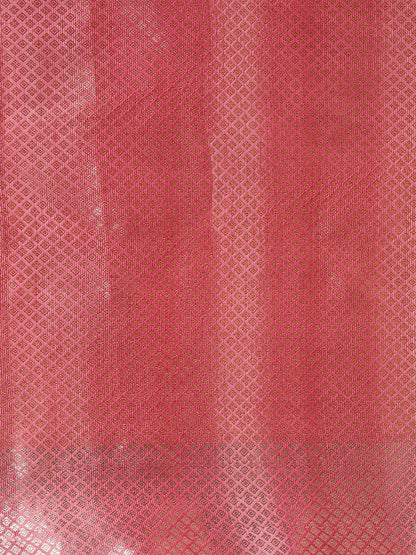 Faishana Presents Handwoven Pink Matka Silk Boota Skirt Border With Pink Blouse Banarasi Saree