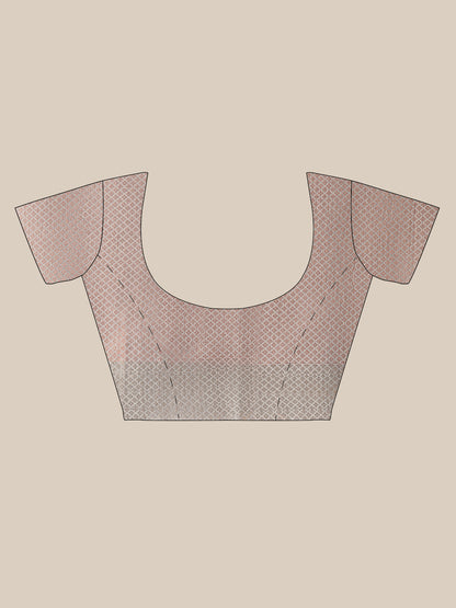 Faishana Presents Handwoven Grey Matka Silk Boota Skirt Border With Grey Blouse Banarasi Saree