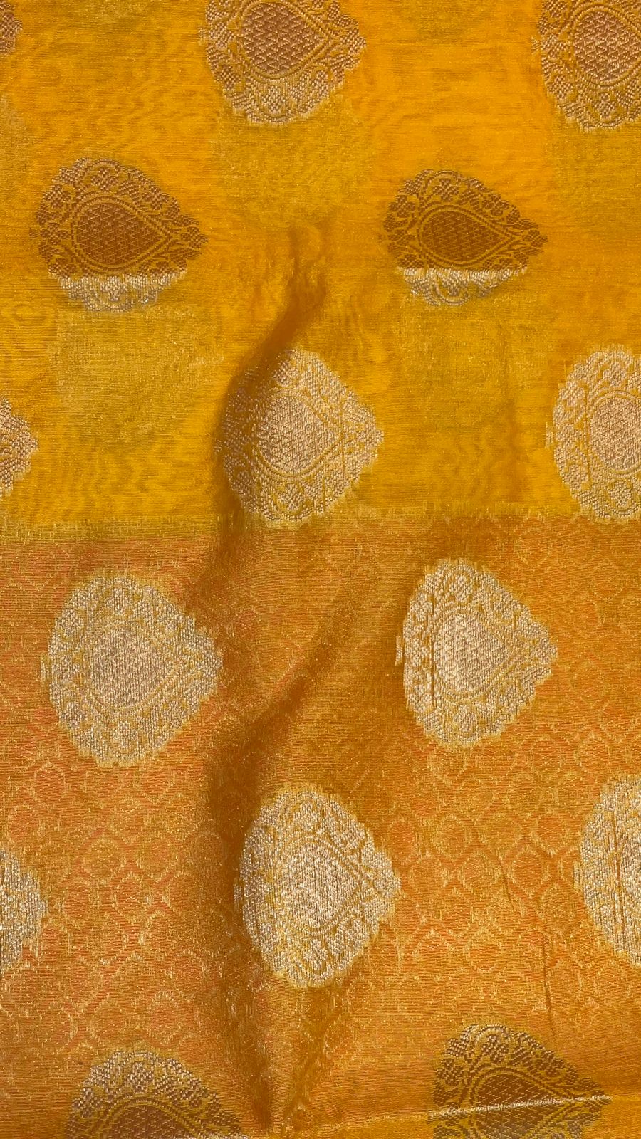 Faishana Presents Handwoven Gold Matka Silk Boota Skirt Border With Red Blouse Banarasi Saree