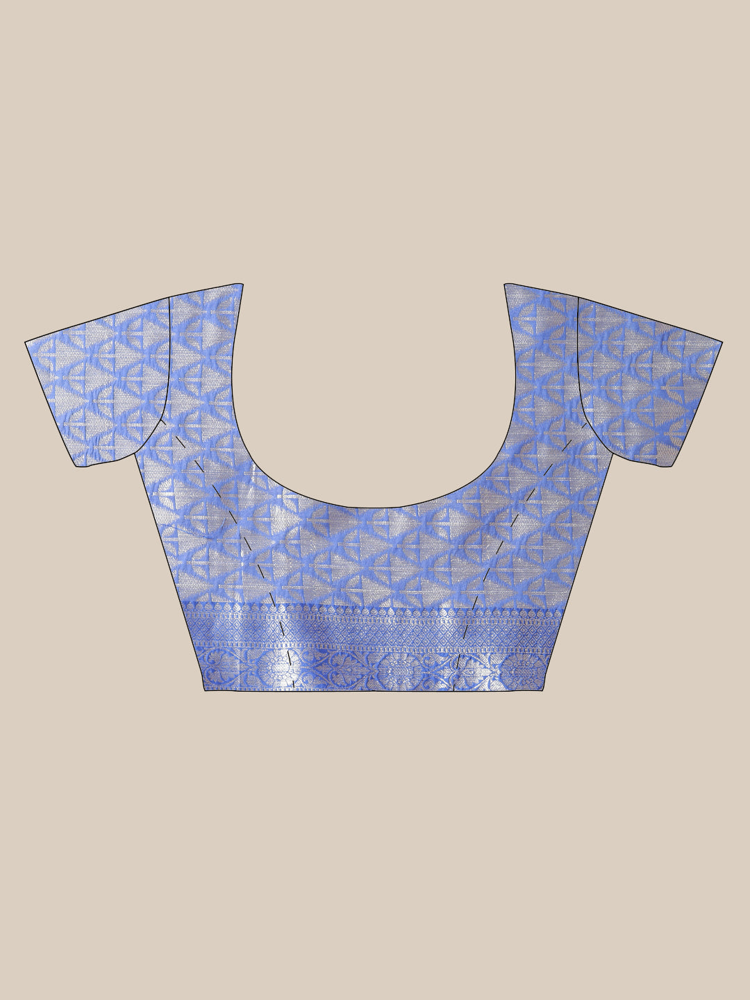 Faishana Presents Handwoven Pistachio Matka Silk Boota Skirt Border With Blue Blouse Banarasi Saree