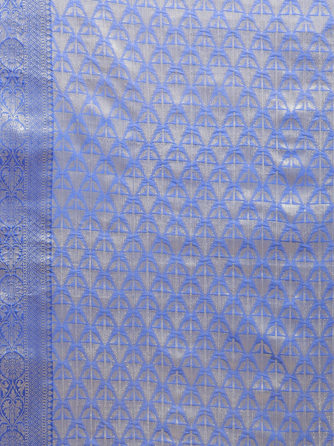 Faishana Presents Handwoven Gold Matka Silk Boota Skirt Border With Blue Blouse Banarasi Saree