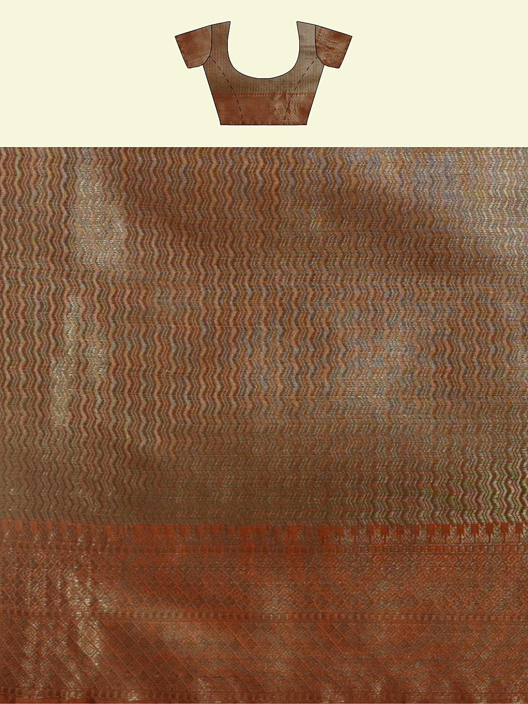 Faishana Presents Woven Pista Green Matka Silk Tilfi Jaal Zari Border With Brown Blouse Banarasi Saree