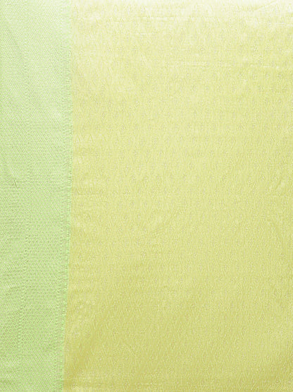 Faishana Presents Handwoven Green Matka Silk Boota Zari Border With Parrot Green Blouse Banarasi Saree