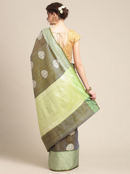 Grey Matka Silk Banarasi Sarees For Women GEMTKSLK_80