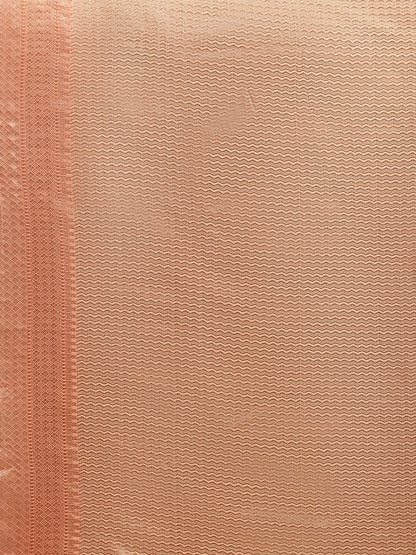 Faishana Presents Handwoven Brown Matka Silk Tilfi Jaal Zari Border With Peach Blouse Banarasi Saree