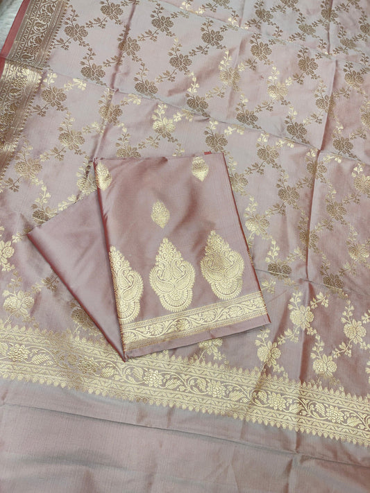 Mauve Semi Katan Silk Handloom Banarasi 3 pcs Suit Set MUB_SK103