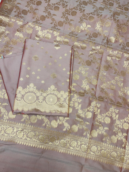 Mauve Semi Katan Silk Handloom Banarasi 3 pcs Suit Set MUB_SK85