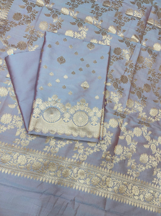 Light Purple Semi Katan Silk Handloom Banarasi 3 pcs Suit Set MUB_SK88