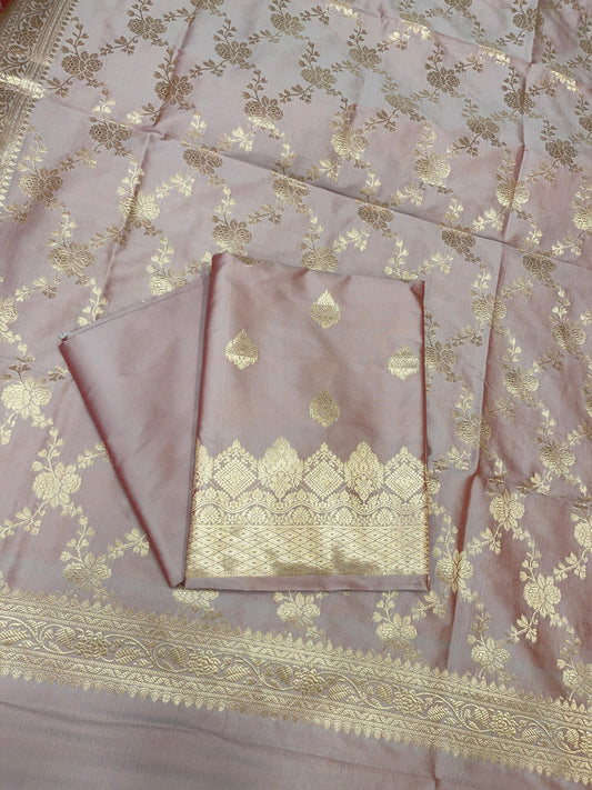 Mauve Semi Katan Silk Handloom Banarasi 3 pcs Suit Set MUB_SK94