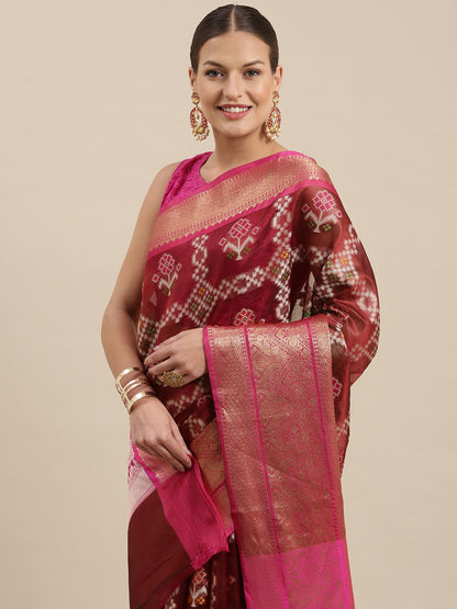 Maroon Art Silk Banarasi Sarees For Women GEASF_17