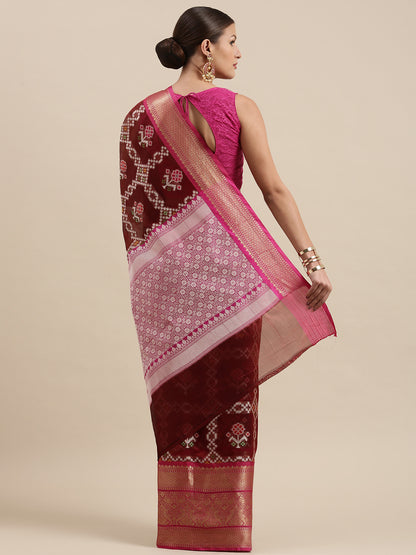 Maroon Art Silk Banarasi Sarees For Women GEASF_17