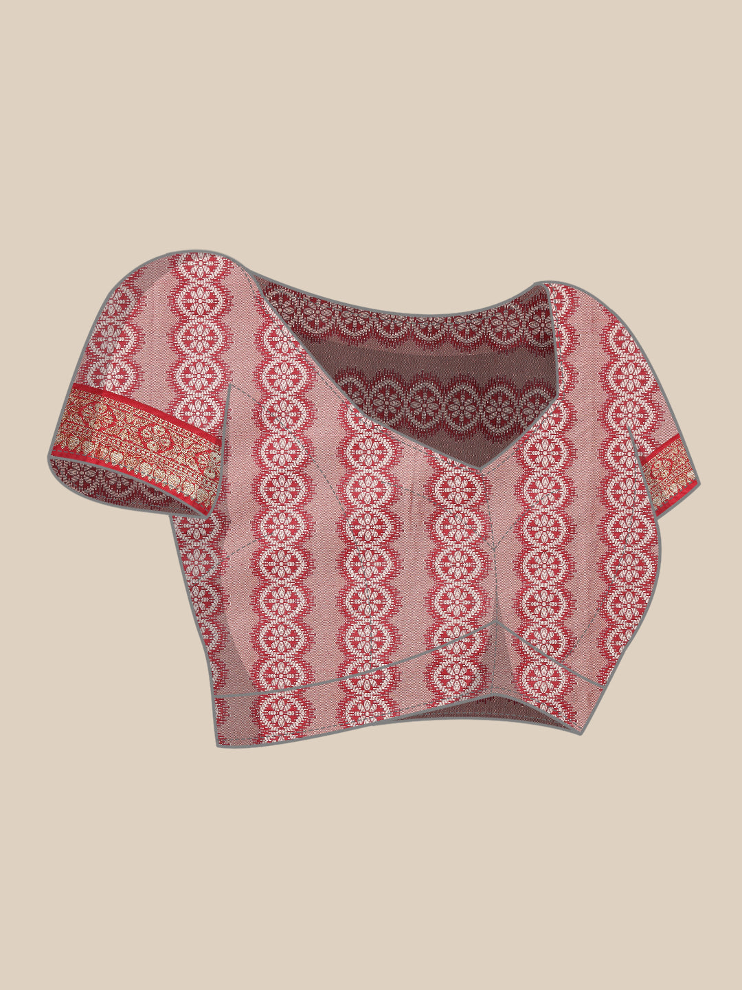Faishana Presents Maroon & Red Ikkat Patola Art Silk Skirt Pattu Border With Red Blouse Banarasi Saree