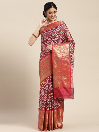 Magenta Art Silk Banarasi Sarees For Women GEASF_21