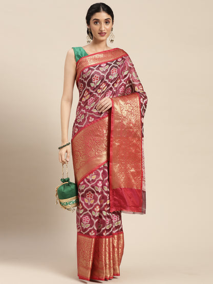 Magenta Art Silk Banarasi Sarees For Women GEASF_21