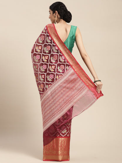 Magenta Art Silk Banarasi Sarees For Women GEASF_21