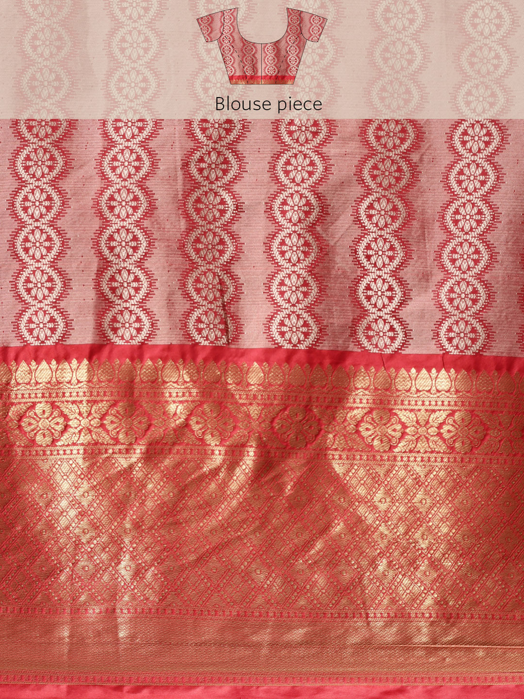 Faishana Presents Magenta & Red Ikkat Patola Art Silk Skirt Pattu Border With Red Blouse Banarasi Saree