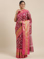 Faishana Presents Magenta & Pink Ikkat Patola Art Silk Skirt Pattu Border With Pink Blouse Banarasi Saree