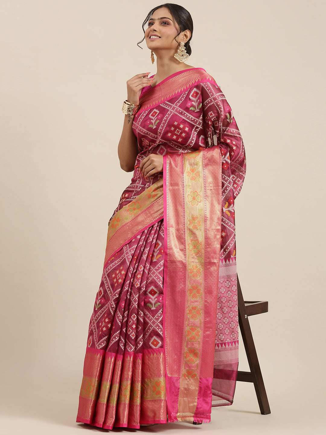 Magenta Art Silk Banarasi Sarees For Women GEASF_26