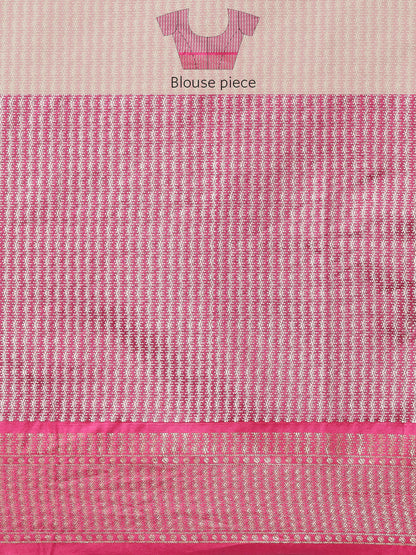 Faishana Presents Magenta & Pink Ikkat Patola Art Silk Skirt Pattu Border With Pink Blouse Banarasi Saree