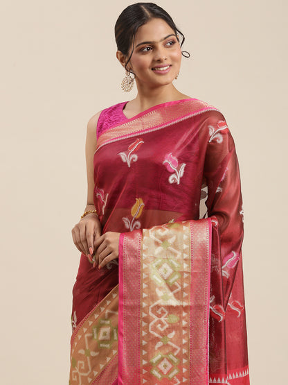 Maroon Art Silk Banarasi Sarees For Women GEASF_34