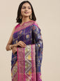 Faishana Presents Royal Blue & Magenta Rajkot Patola Art Silk Skirt Pattu Border With Magenta Blouse Banarasi Saree