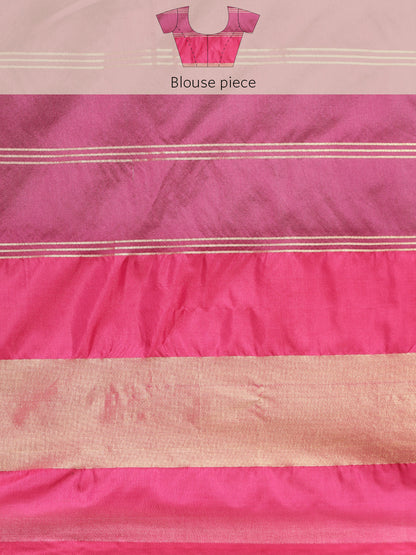Faishana Presents Black & Magenta Rajkot Patola Art Silk Skirt Pattu Border With Magenta Blouse Banarasi Saree