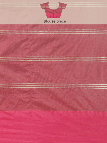 Faishana Presents Maroon & Pink Rajkot Patola Art Silk Skirt Ikkat Pattu Border With Pink Blouse Banarasi Saree