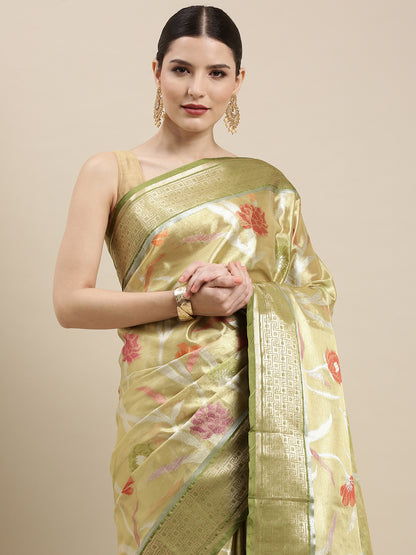 Gold Tissue Banarasi Sarees For Women GEASF_50