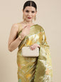 Faishana Presents Lemon & Green Tissue Meena Jaal Border With Green Blouse Banarasi Saree