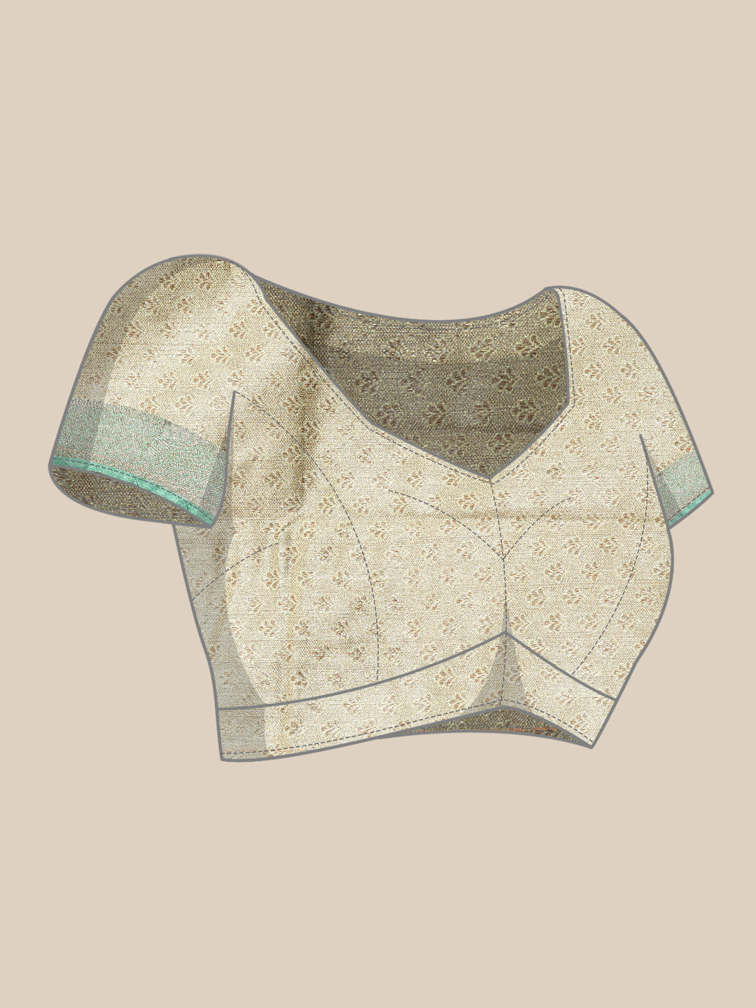 Faishana Presents Pistachio Gold & Seagreen Tissue Meena Jaal Border With Sea green Blouse Banarasi Saree