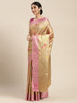 Faishana Presents Antique Gold & Pink Tilfi Jamdani Jaal Border With Gold Blouse Banarasi Saree