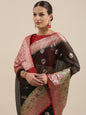 Faishana Presents Black & Maroon Paithani Border With Booti Art Silk Skirt Paithani Border With Maroon Blouse Banarasi Saree