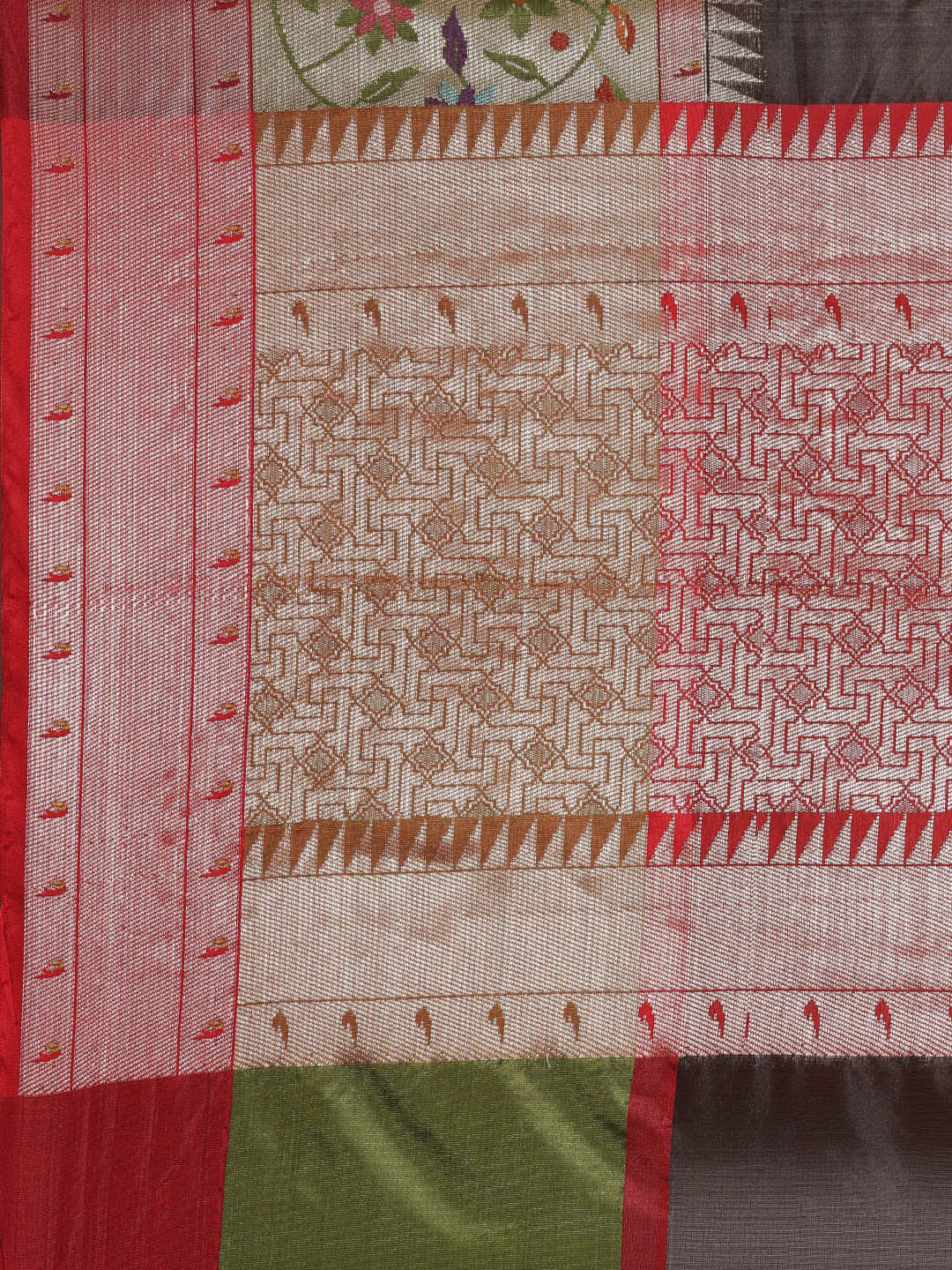 Faishana Presents Black & Maroon Paithani Border With Booti Art Silk Skirt Paithani Border With Maroon Blouse Banarasi Saree