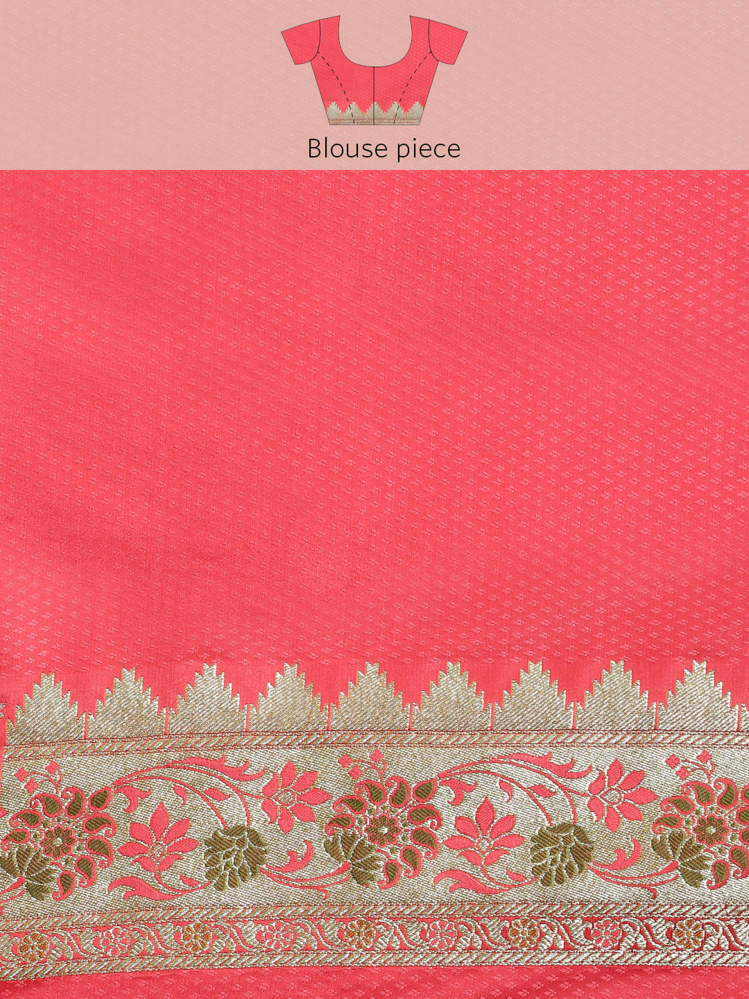 Faishana Peach Katan Silk Floral Meena Zari Jaal Banarasi Saree With Paithani Meena Anchal Border Banarasi Saree