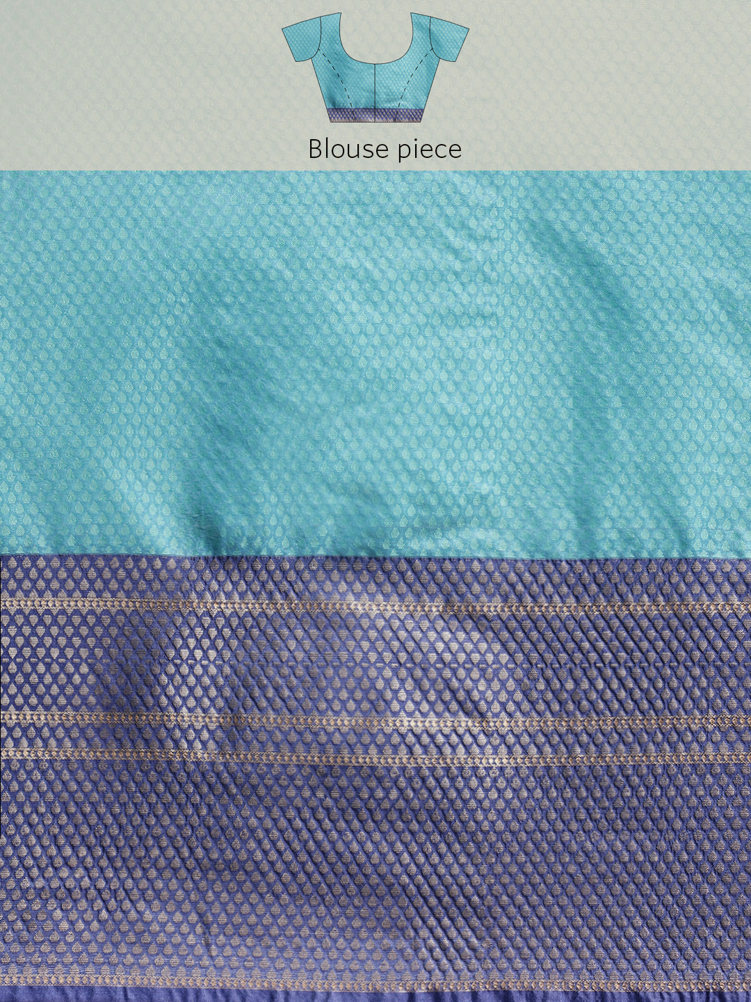 Faishana Turquoise Blue Resham Brocade Saree With Contrast Blue Zari Pattu Border