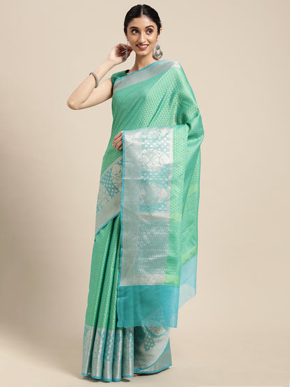 Green Tanchoi Banarasi Sarees For Women GEBC14