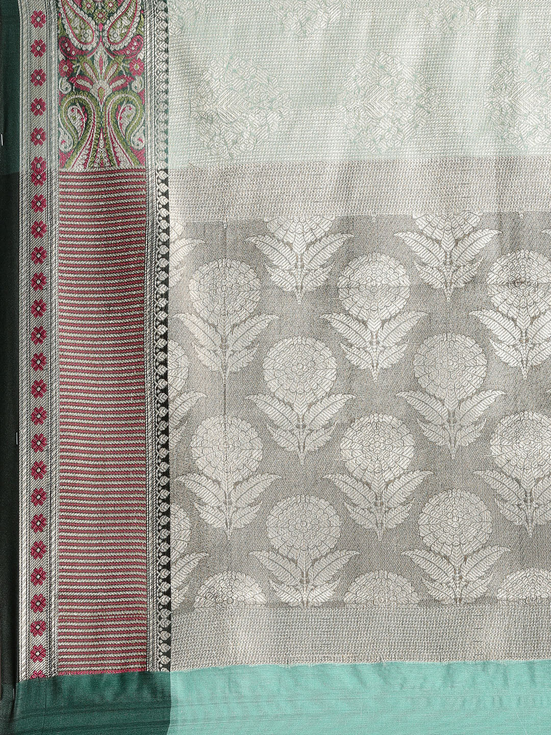 Sea Green Kanchi Silk Banarasi Sarees For Women GEBE10