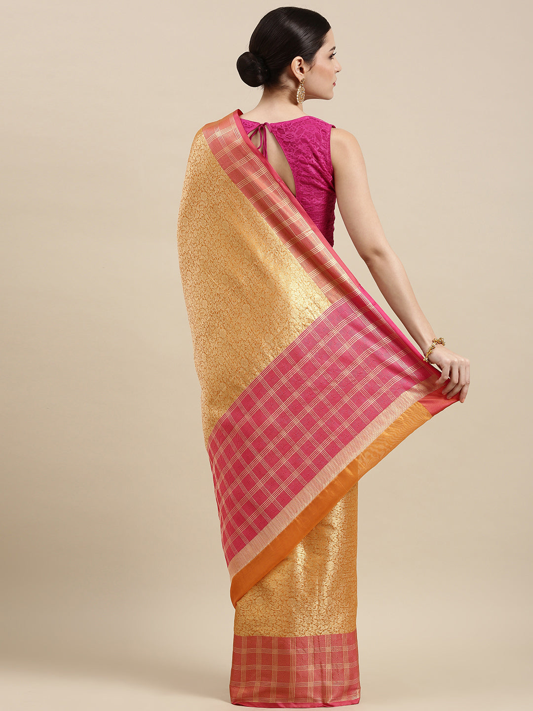 Orange Kanchi Silk Banarasi Sarees For Women GEBE23