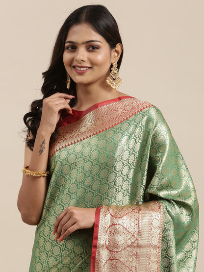 Green Kanchi Silk Banarasi Sarees For Women GEBE26