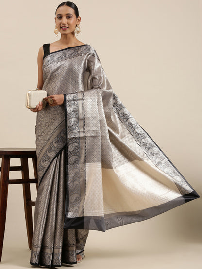 Silver Kanchi Silk Banarasi Sarees For Women GEBE9