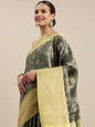 Faishana Presents Presents Bottle Green Zari Patan Patola Contrast Zari Brocade Pistachio Pattu Border Banarasi Saree.