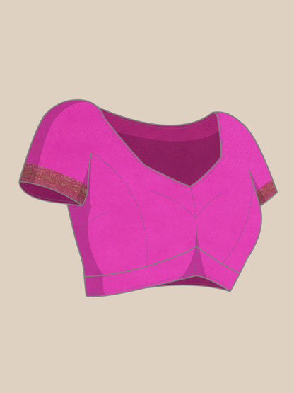 Faishana Presents Magenta Poly Cotton Zari Boota With Skirt Border Banarasi Saree