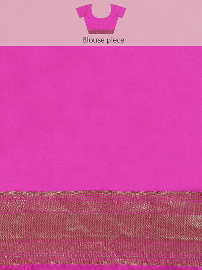 Faishana Presents Magenta Poly Cotton Zari Boota With Skirt Border Banarasi Saree