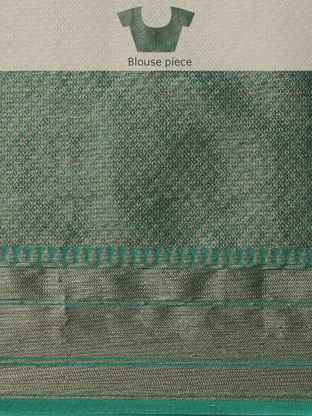 Faishana Presents Black Cotton Blend Zari Brocade Kadiyal Contrast Green Border Banarasi Saree