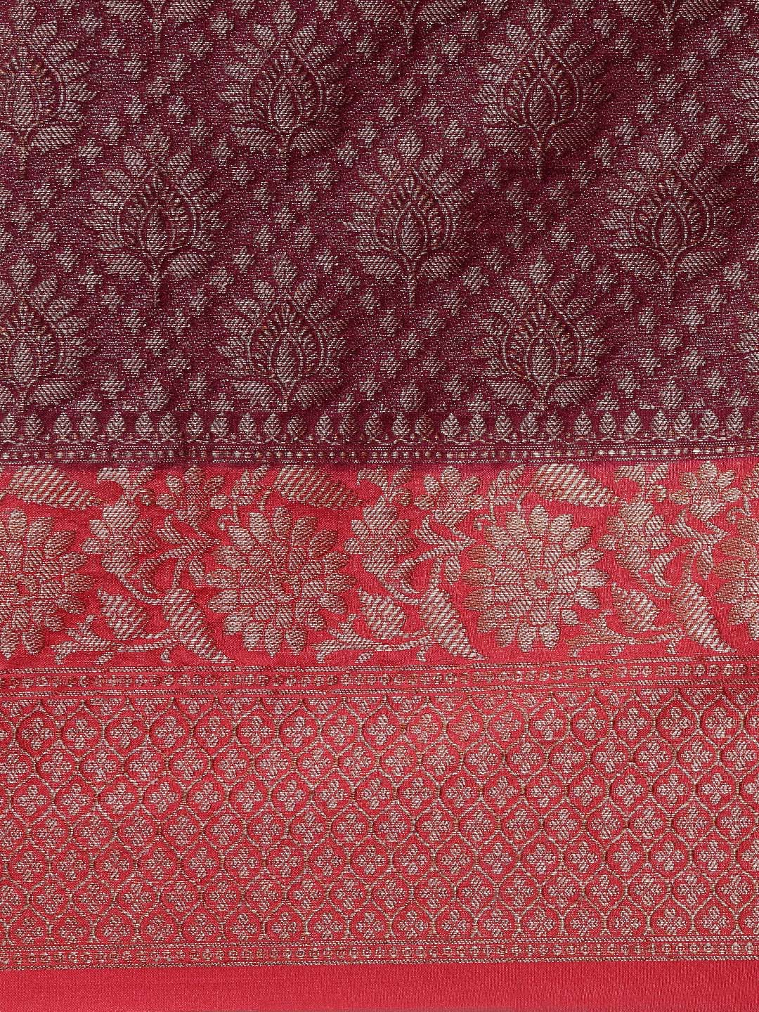 Brown Cotton Blend Banarasi Sarees For Women GECT25