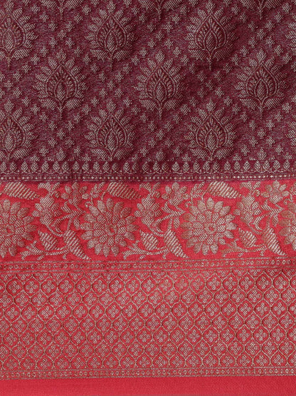 Brown Cotton Blend Banarasi Sarees For Women GECT25