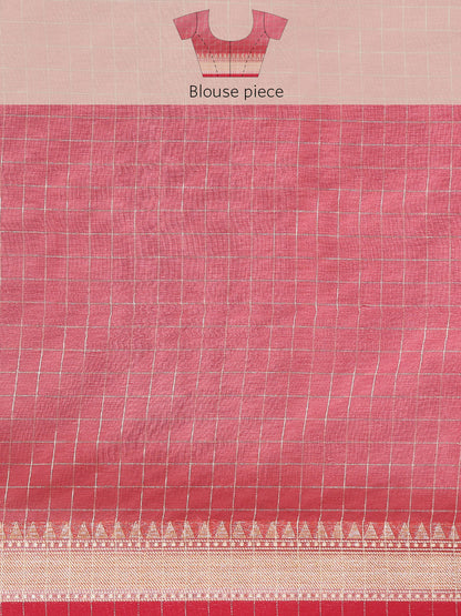 Faishana Presents Brown Organza Zari Check With Skirt Tilfi Kadiyal Contrast Red Border Banarasi Saree