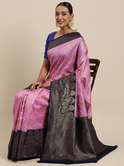 Pink Dupion Silk Banarasi Sarees For Women GEDUPSILK_93