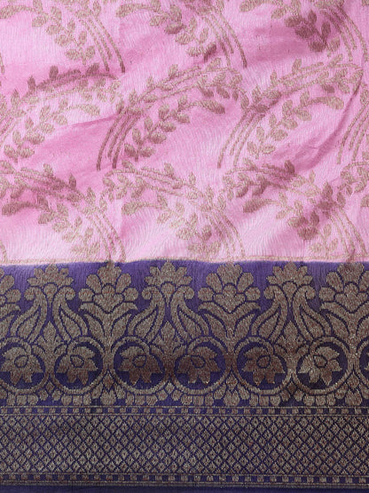 Pink Dupion Silk Banarasi Sarees For Women GEDUPSILK_93