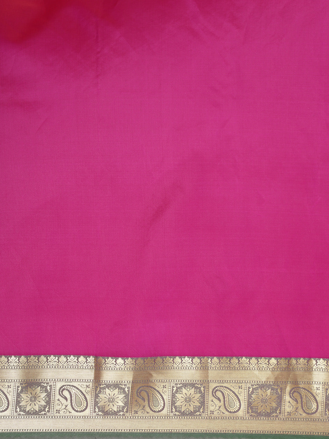Faishana Presents Magenta Katan Silk Plain Zari Anchal With Contrast Green Zari Border Banarasi Saree
